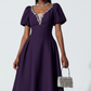 Elegant Plus Size Embellished V-Neckline Midi Dress