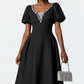 Elegant Plus Size Embellished V-Neckline Midi Dress