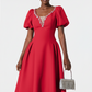 Elegant Plus Size Embellished V-Neckline Midi Dress