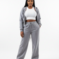 Two Piece Wide Leg Tracksuit Set – Zip-Up Hoodie & Pants