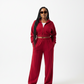 Two Piece Wide Leg Tracksuit Set – Zip-Up Hoodie & Pants