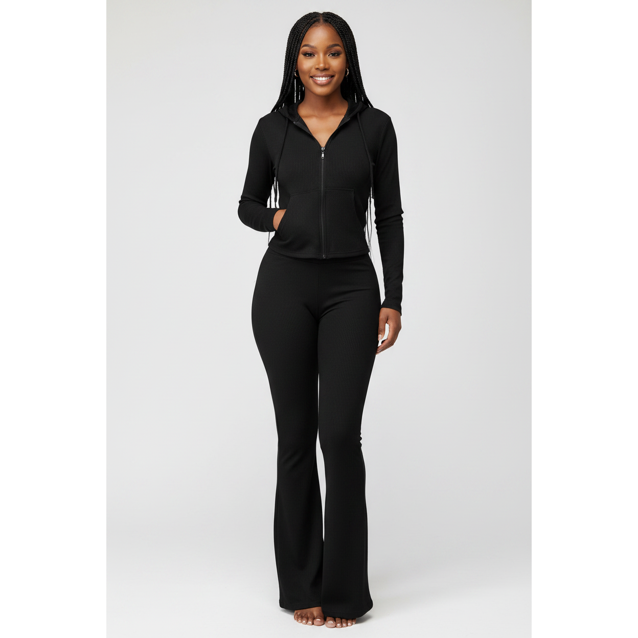 Activewear Gym Set – Zip-Up Jacket & Flare Leggings