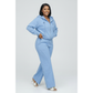 Plus Size Two Piece Lounge Set with Hoodie and Wide Leg Pants