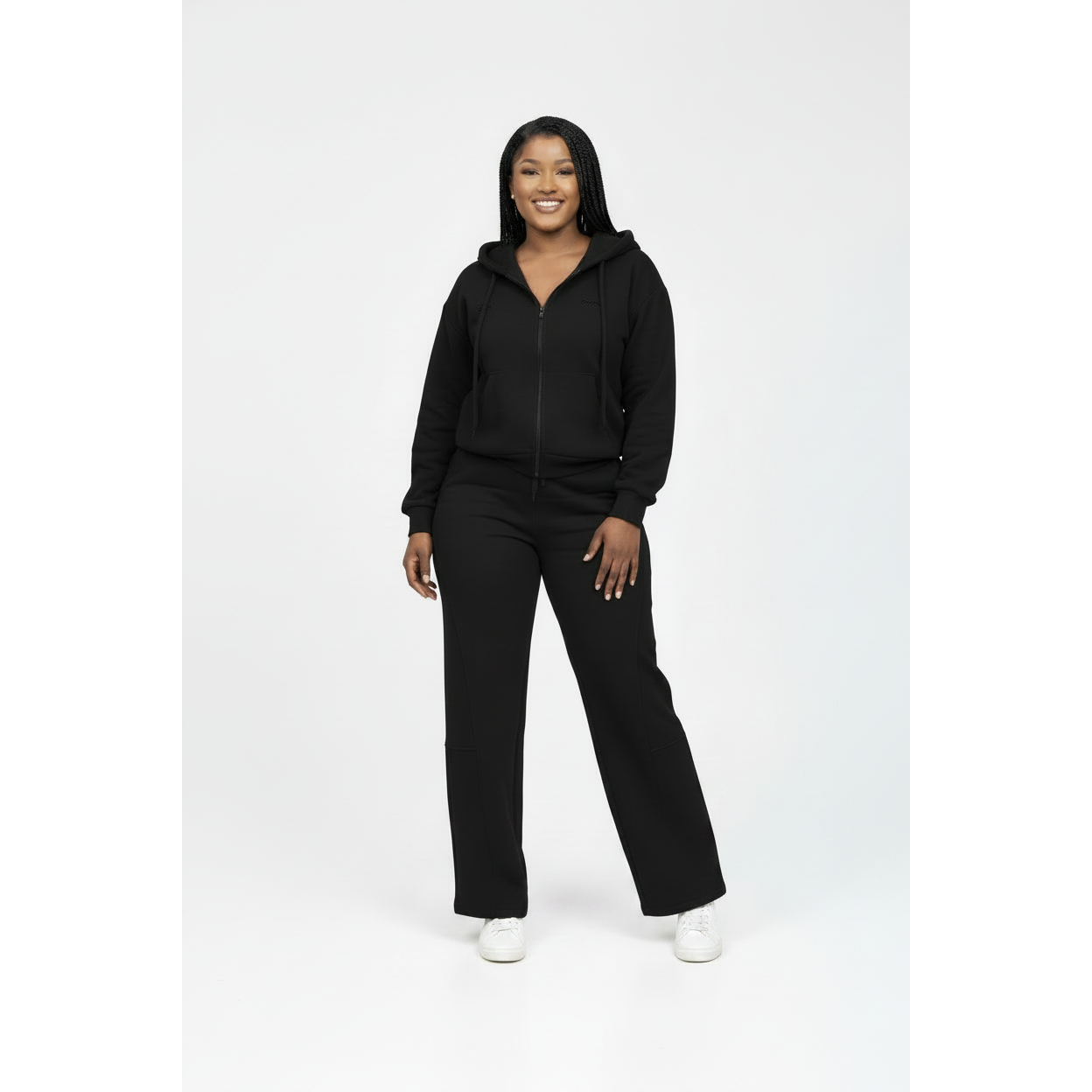 Plus Size Two Piece Lounge Set with Hoodie and Wide Leg Pants