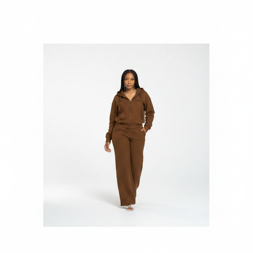 Plus Size Two Piece Lounge Set with Hoodie and Wide Leg Pants