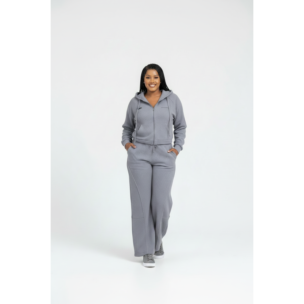 Plus Size Two Piece Lounge Set with Hoodie and Wide Leg Pants