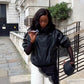 Faux Leather Oversized High Neck Biker Jacket