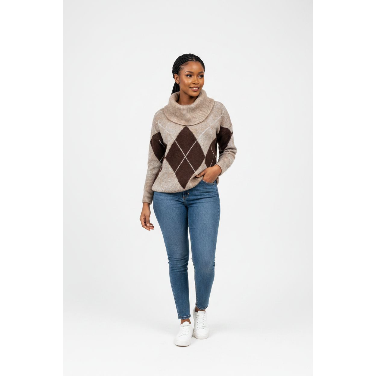 Cowl Neck Off Shoulder Knit