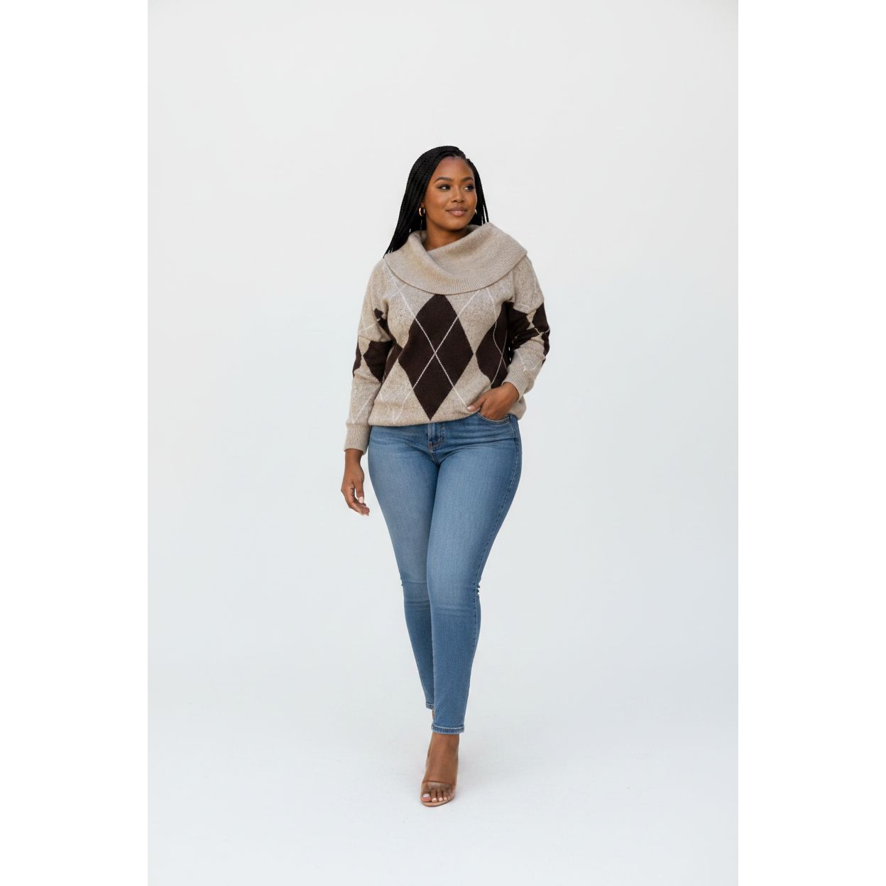 Cowl Neck Off Shoulder Knit