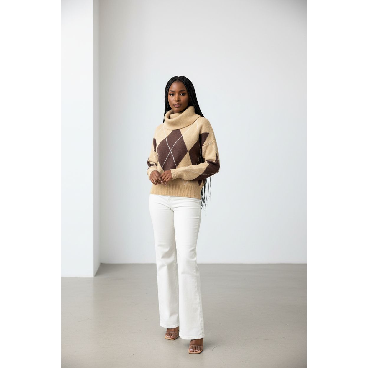 Cowl Neck Off Shoulder Knit