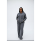 Charcoal-Washed Full-Zip Hoodie & Wide Leg Pants