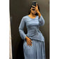 Ladies Round Neck Ruched & Draped Ruffle Dress