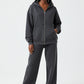 Charcoal-Washed Full-Zip Hoodie & Wide Leg Pants