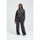 Charcoal-Washed Full-Zip Hoodie & Wide Leg Pants