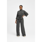 Faux Suede High-Neck Collar Top & Wide Leg Elasticated Pants