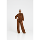 Faux Suede High-Neck Collar Top & Wide Leg Elasticated Pants
