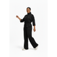 Faux Suede High-Neck Collar Top & Wide Leg Elasticated Pants