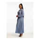 Ladies Round Neck Ruched & Draped Ruffle Dress