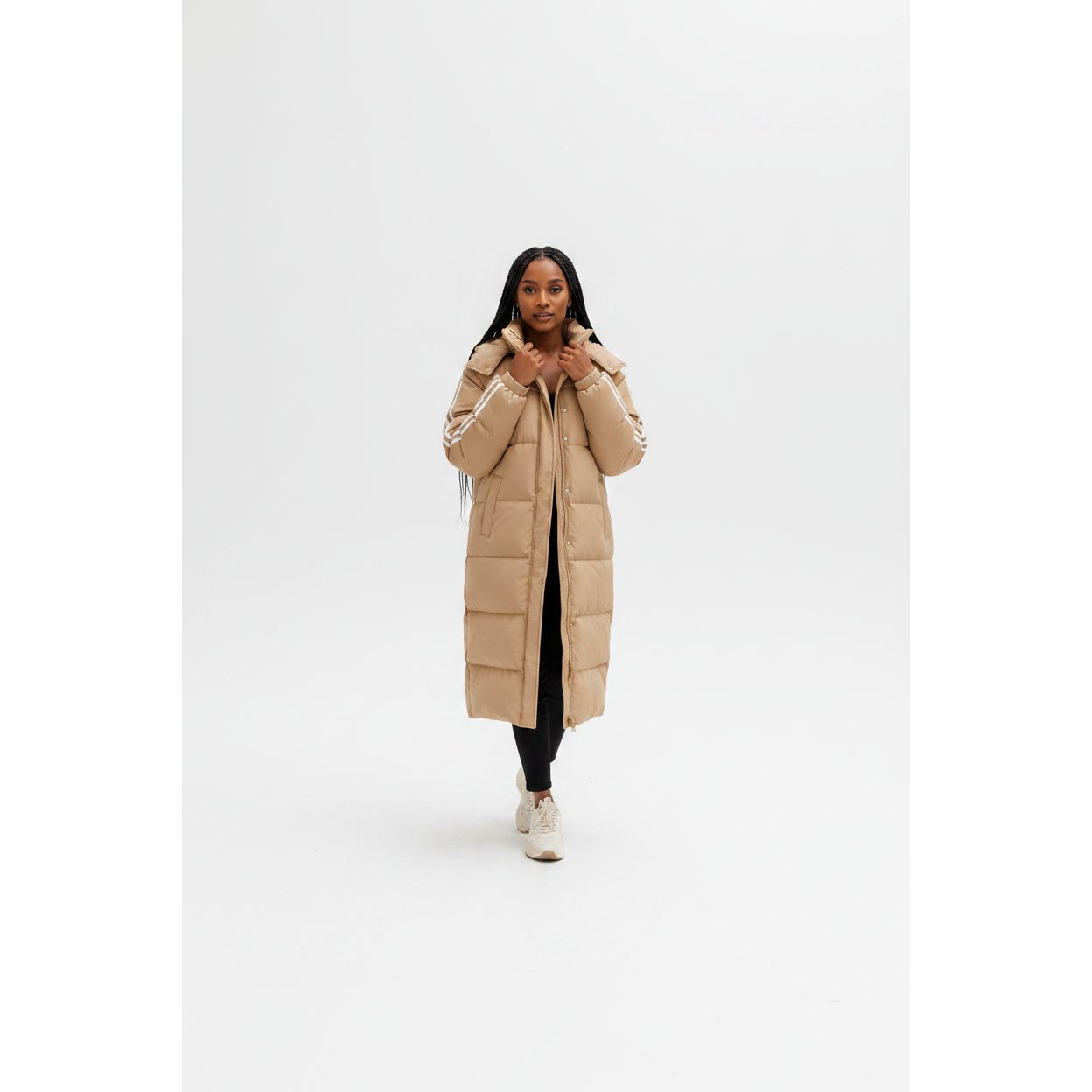 Plus Size Longline Quilted Hooded Puffer Jacket