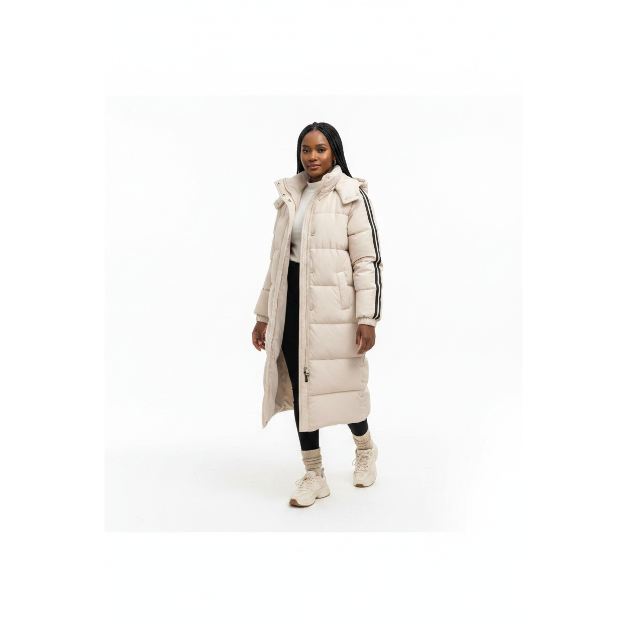 Plus Size Longline Quilted Hooded Puffer Jacket