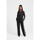 Neck Zip-Up Striped Jacket & High Waist Loose Pant Tracksuit Set