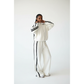 Neck Zip-Up Striped Jacket & High Waist Loose Pant Tracksuit Set
