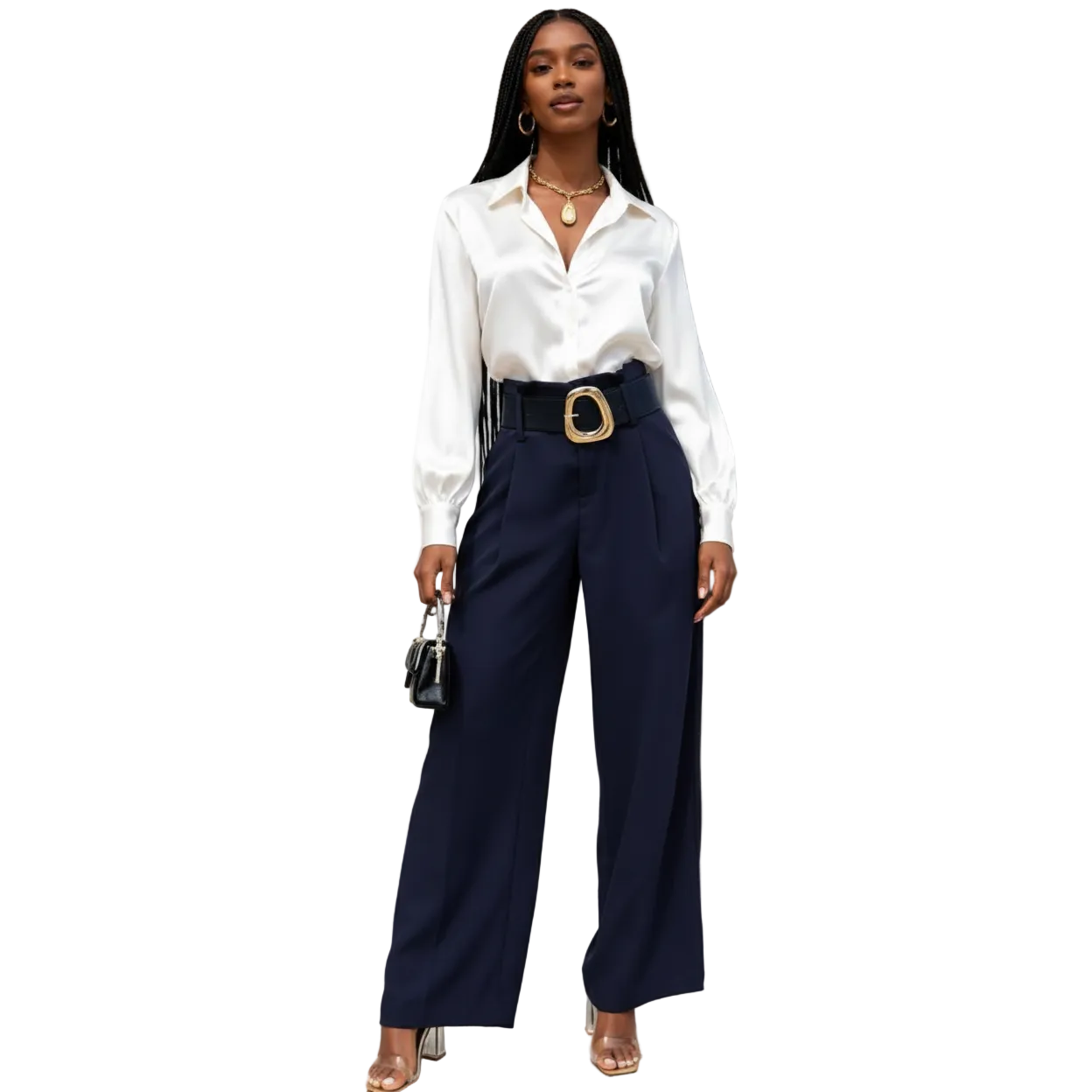 Oversized High Waisted Belted Palazzo Pants
