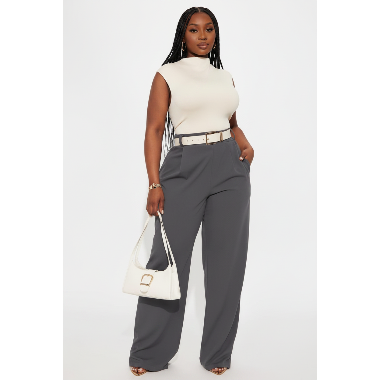 Wide-leg Cut Formal Solid Color Pants