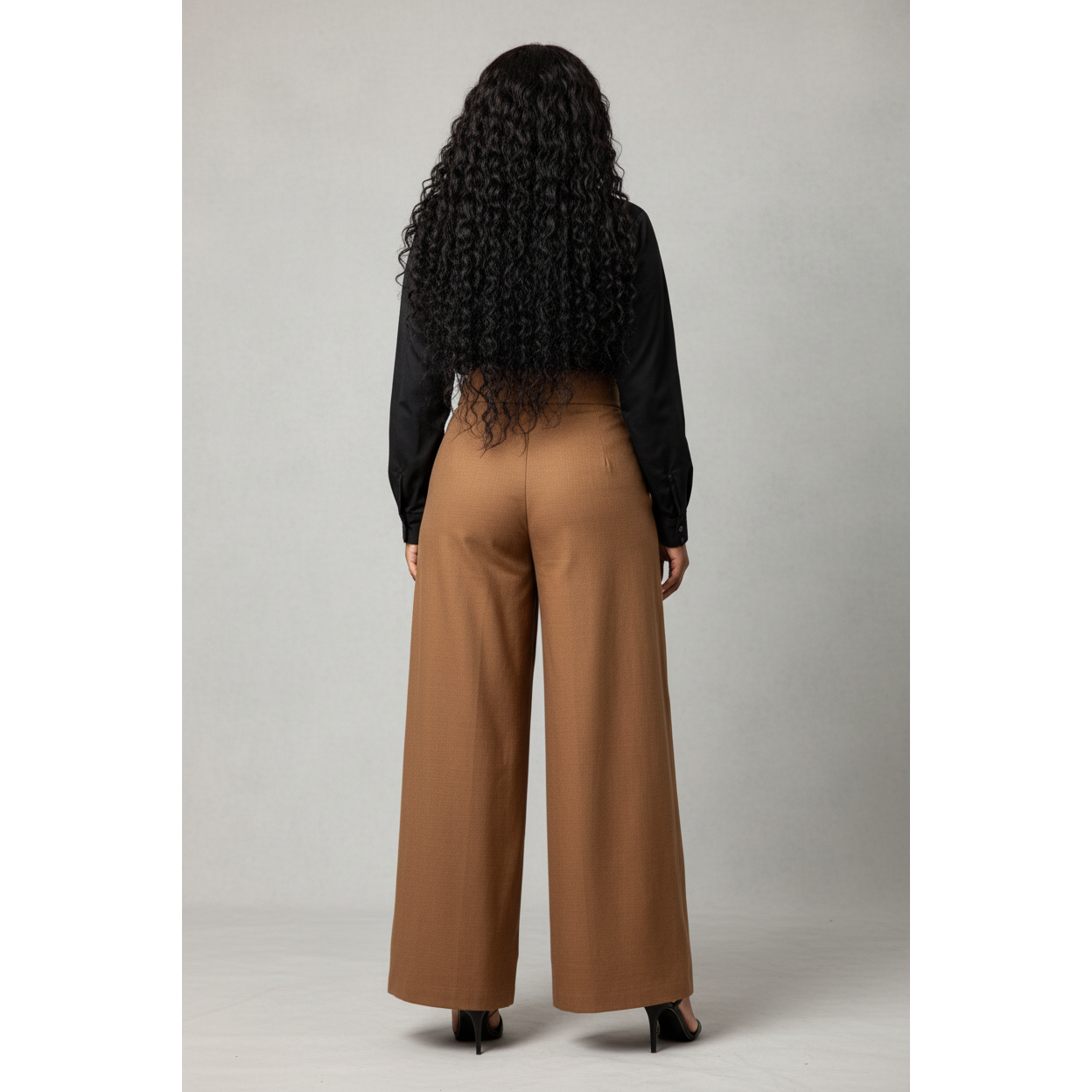 Oversized High-Waisted Pleated Palazzo Pants