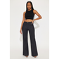 Distinct Front Seam Detail High-waisted Flared Trousers