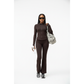 High Stretch Silky Sports Fabric Active Jacket & Flare Pants Set