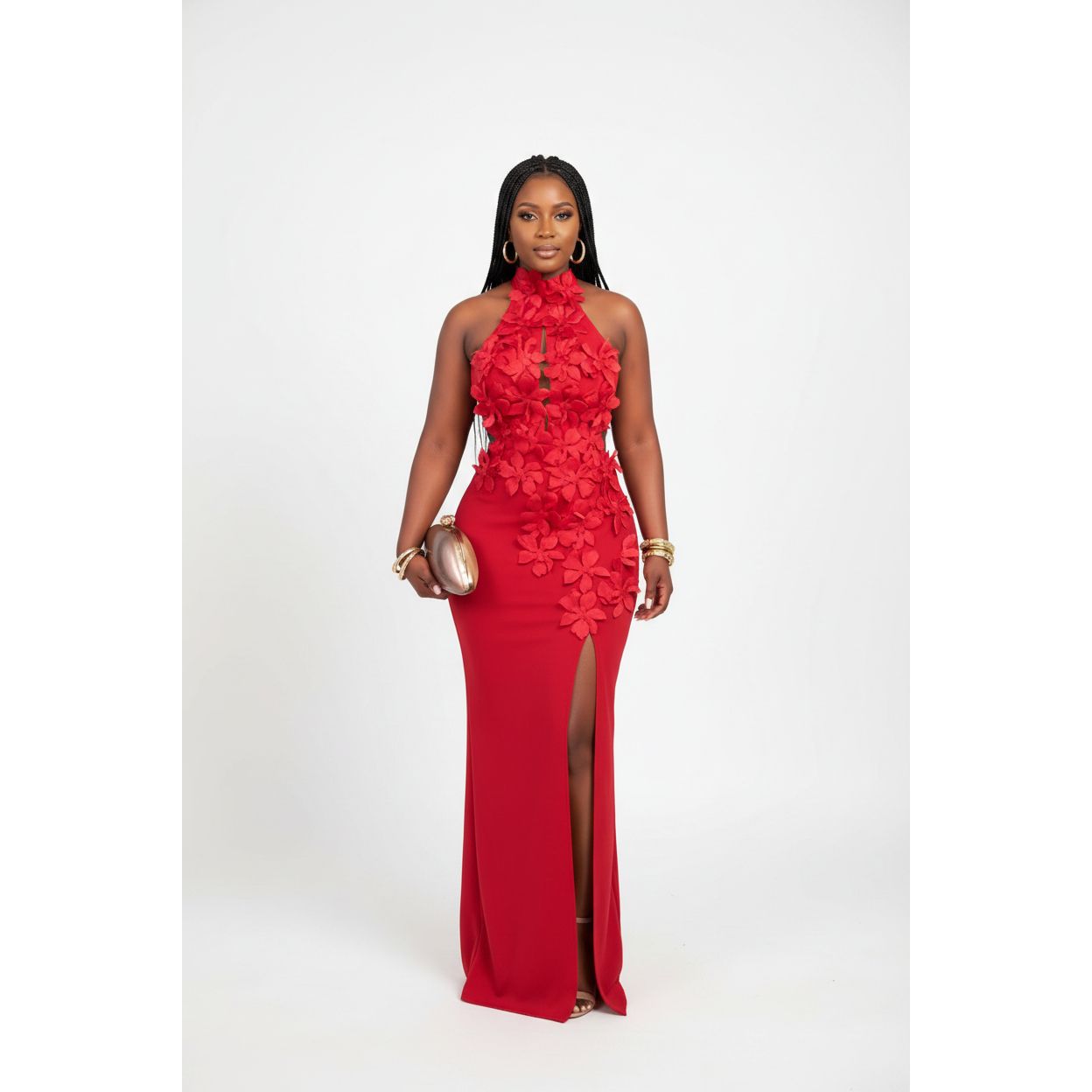 Elegant Plus Size Halter-Neck Bandage Dress