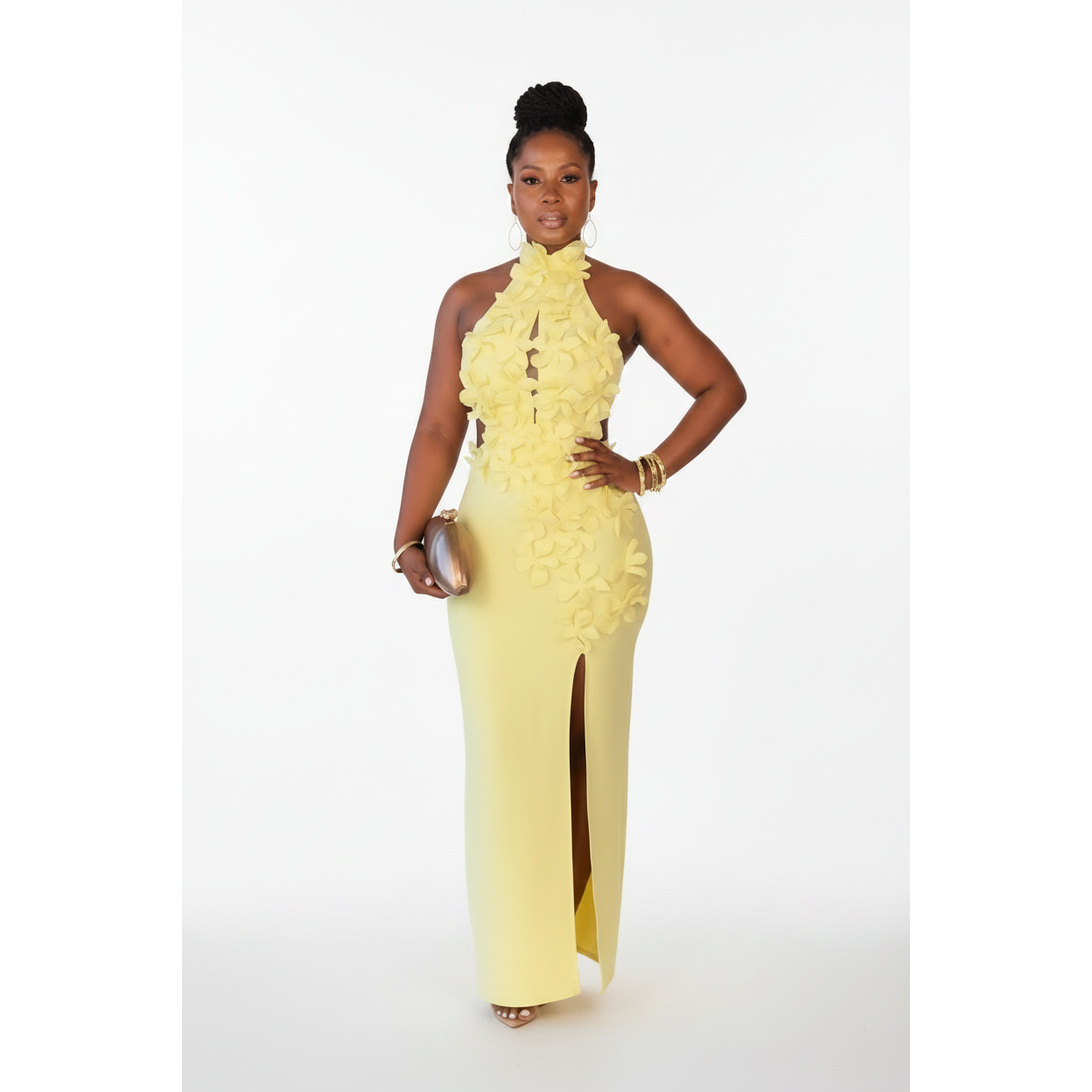 Elegant Plus Size Halter-Neck Bandage Dress