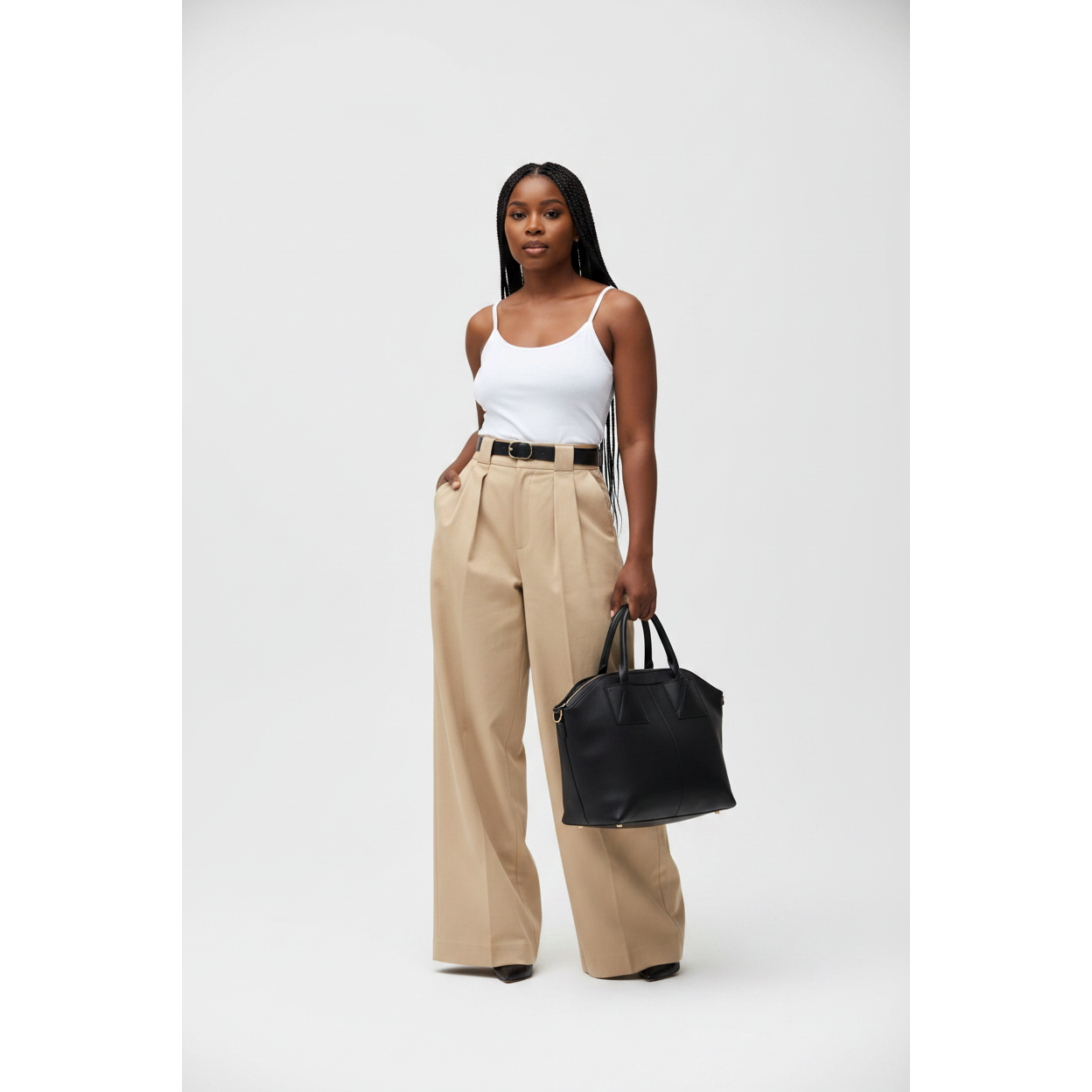 High-waisted  Wide Bottom Formal Pants