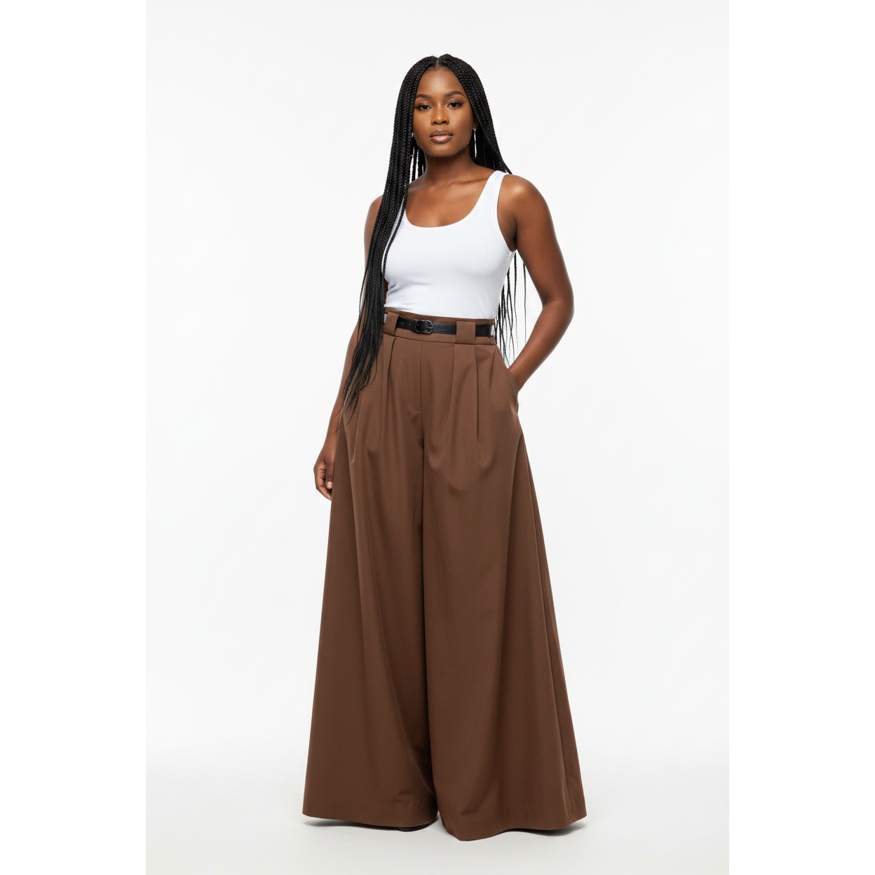 High-waisted  Wide Bottom Formal Pants