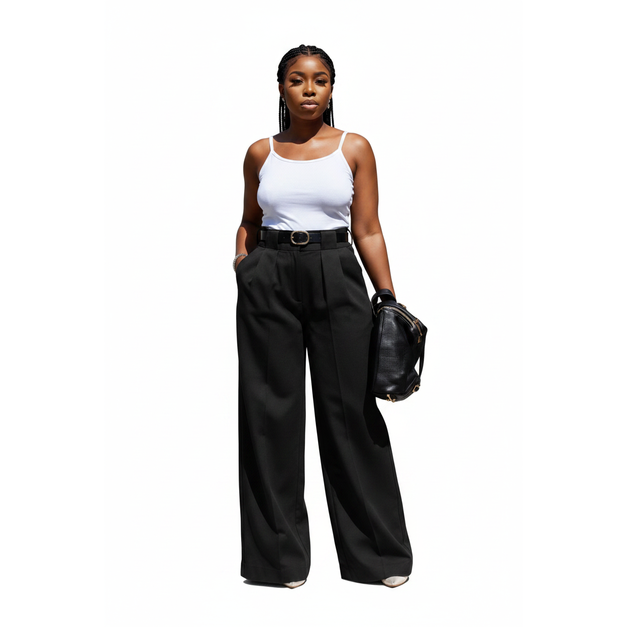 High-waisted  Wide Bottom Formal Pants