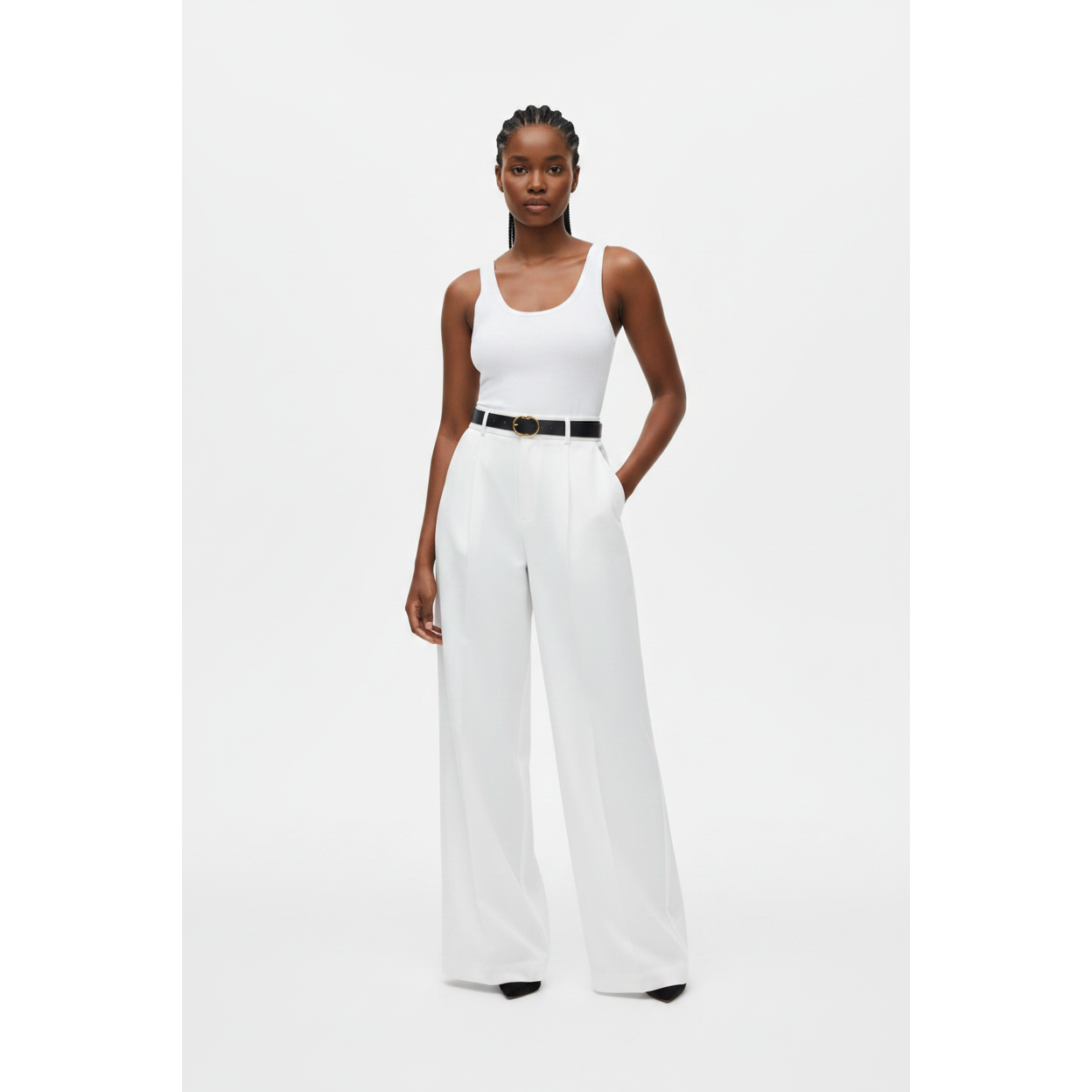 High-waisted  Wide Bottom Formal Pants