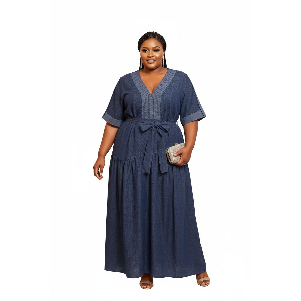 Ladies Plus Size Denim Maxi Dress