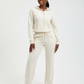 Ladies Paneled Deco Zip-Up Top & Wide Leg Pants