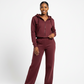Ladies Paneled Deco Zip-Up Top & Wide Leg Pants