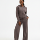 Ladies Paneled Deco Zip-Up Top & Wide Leg Pants