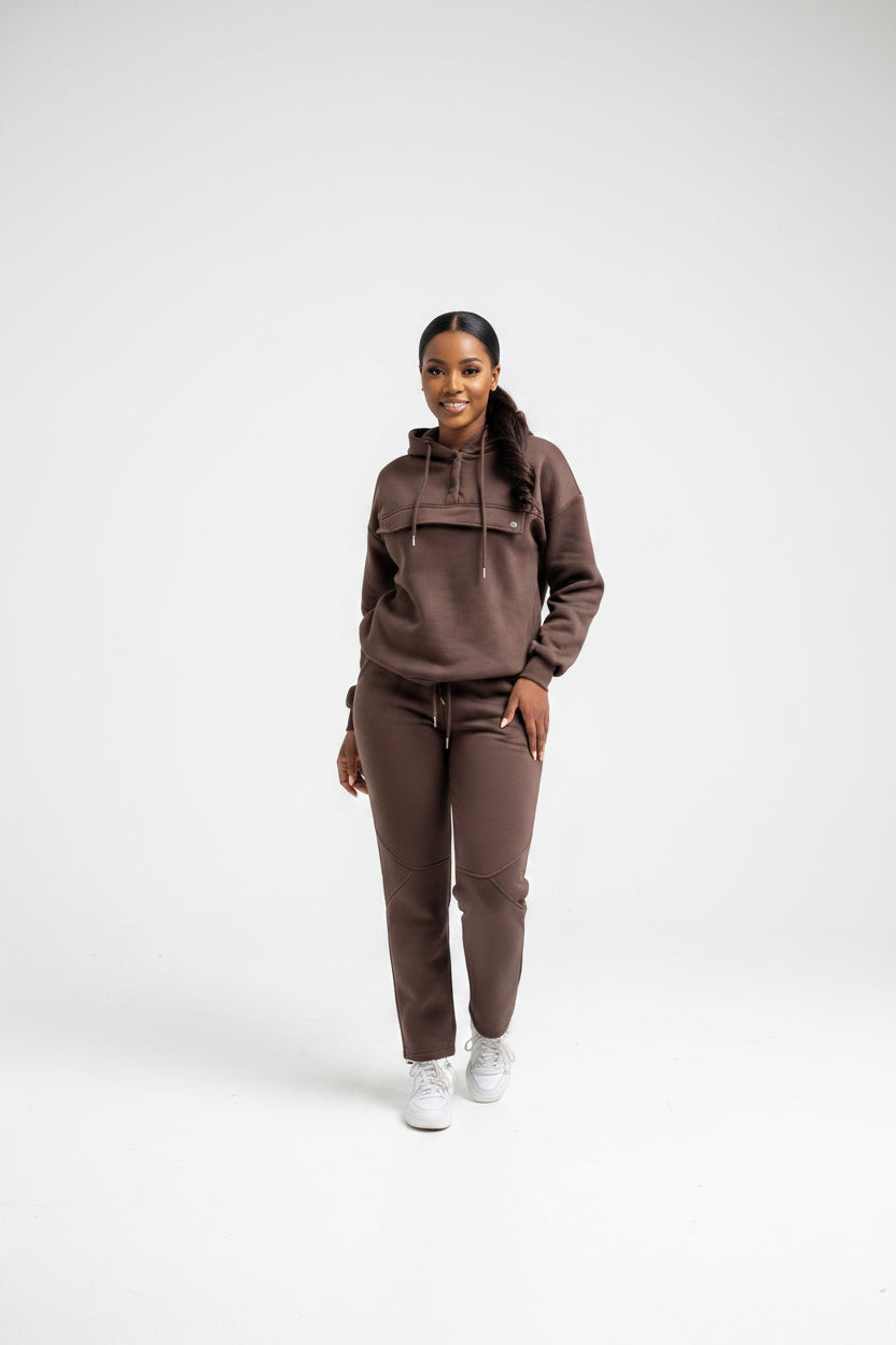 Plus Size Front Flap Hoodie & Jogger Pants