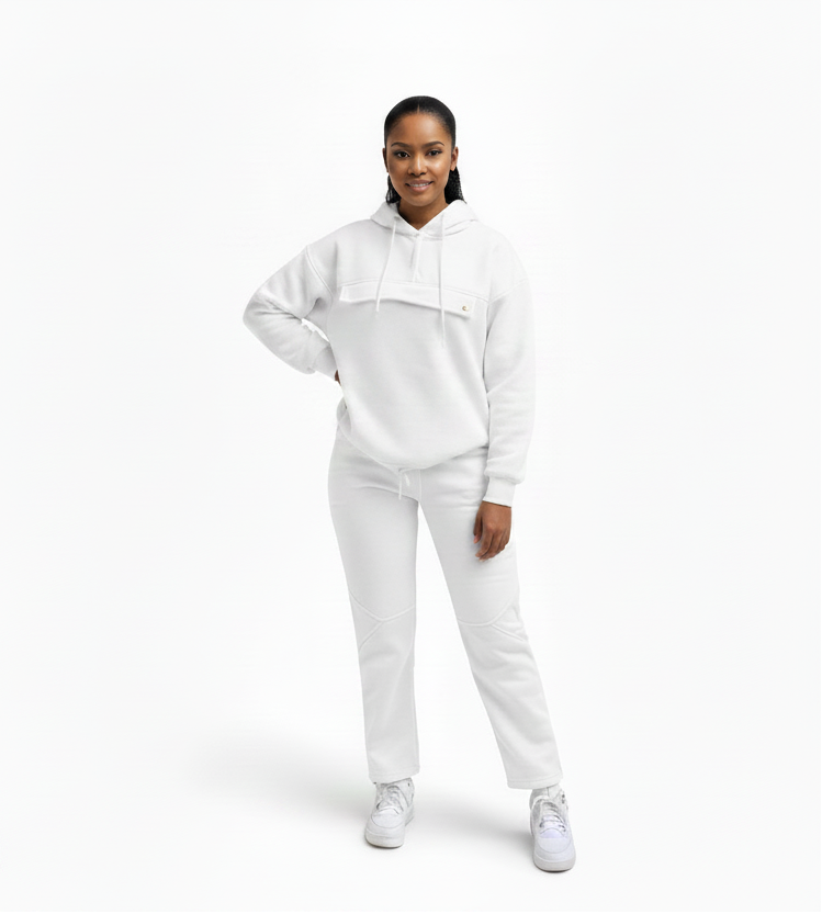 Plus Size Front Flap Hoodie & Jogger Pants