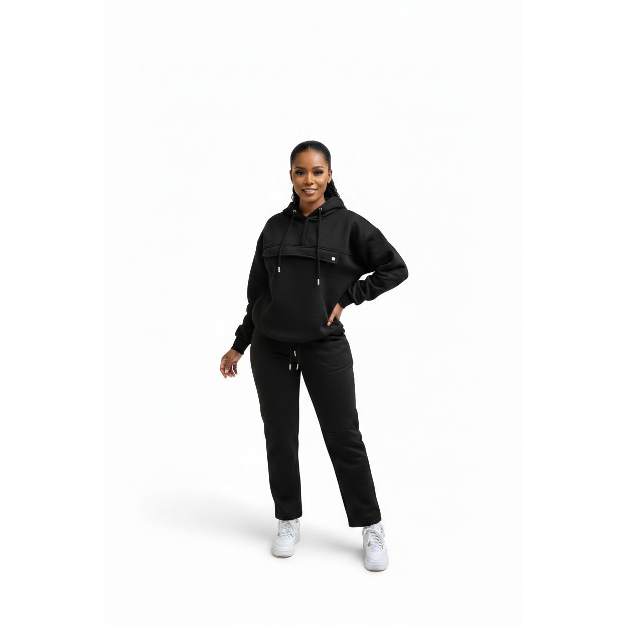 Plus Size Front Flap Hoodie & Jogger Pants Set | Yellow Sub