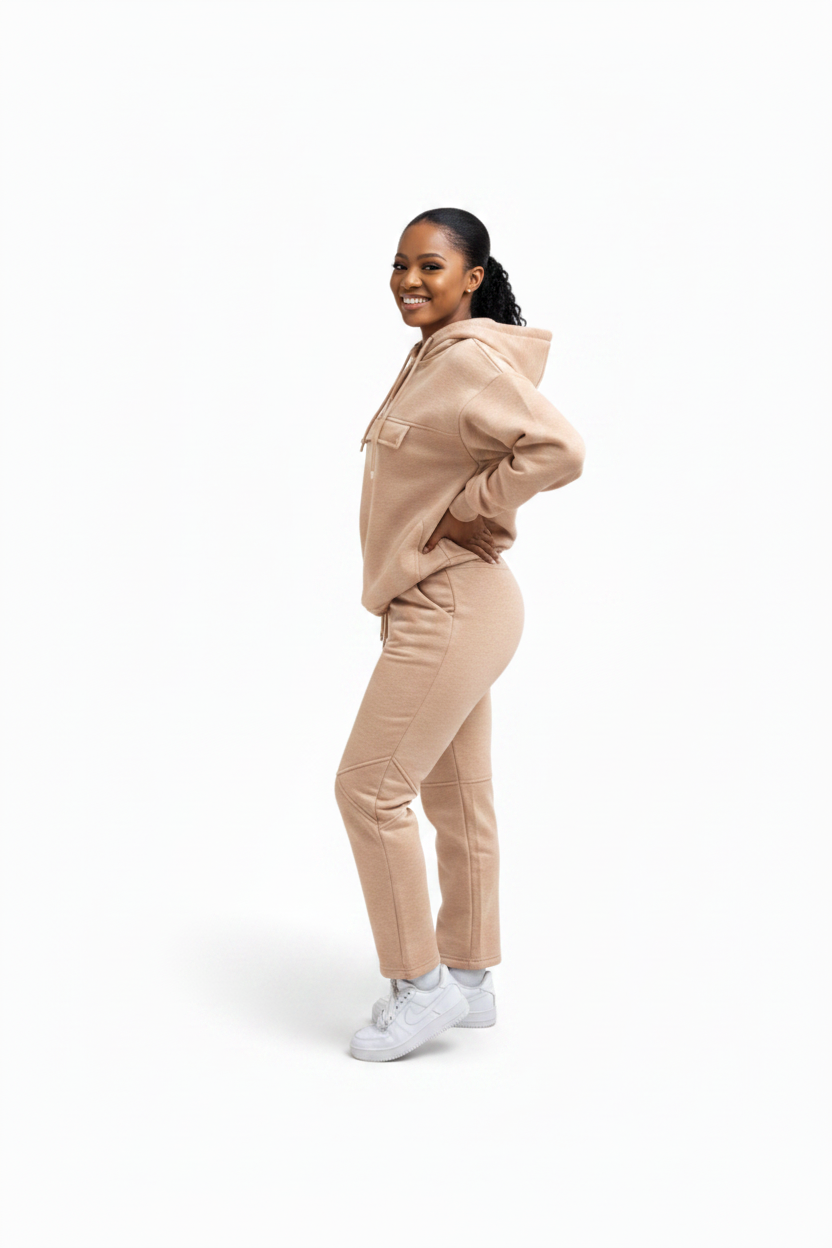 Plus Size Front Flap Hoodie & Jogger Pants