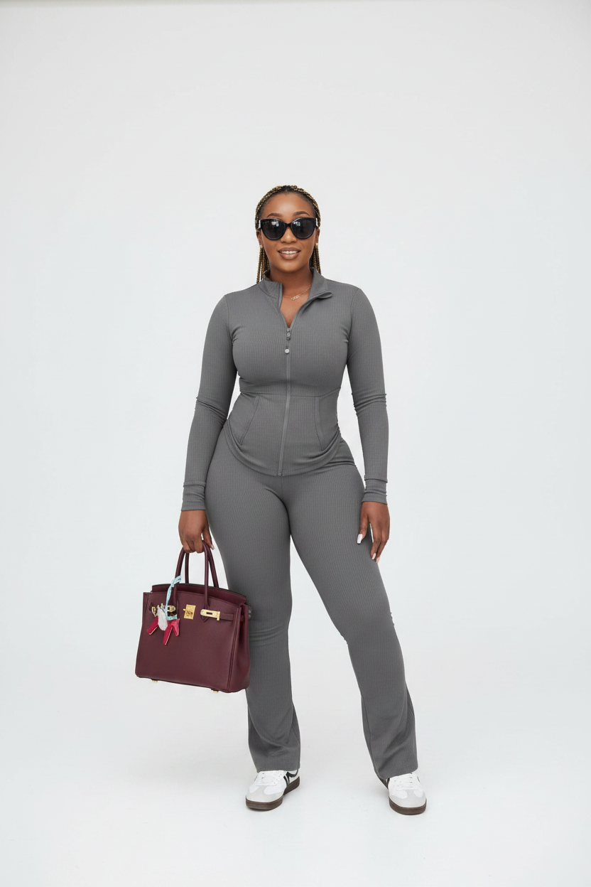 Plus Size Slim Fit Active Tracksuit Set