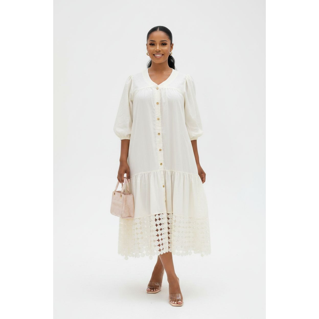 Boho-Chic Tired Midi Shirt Dress