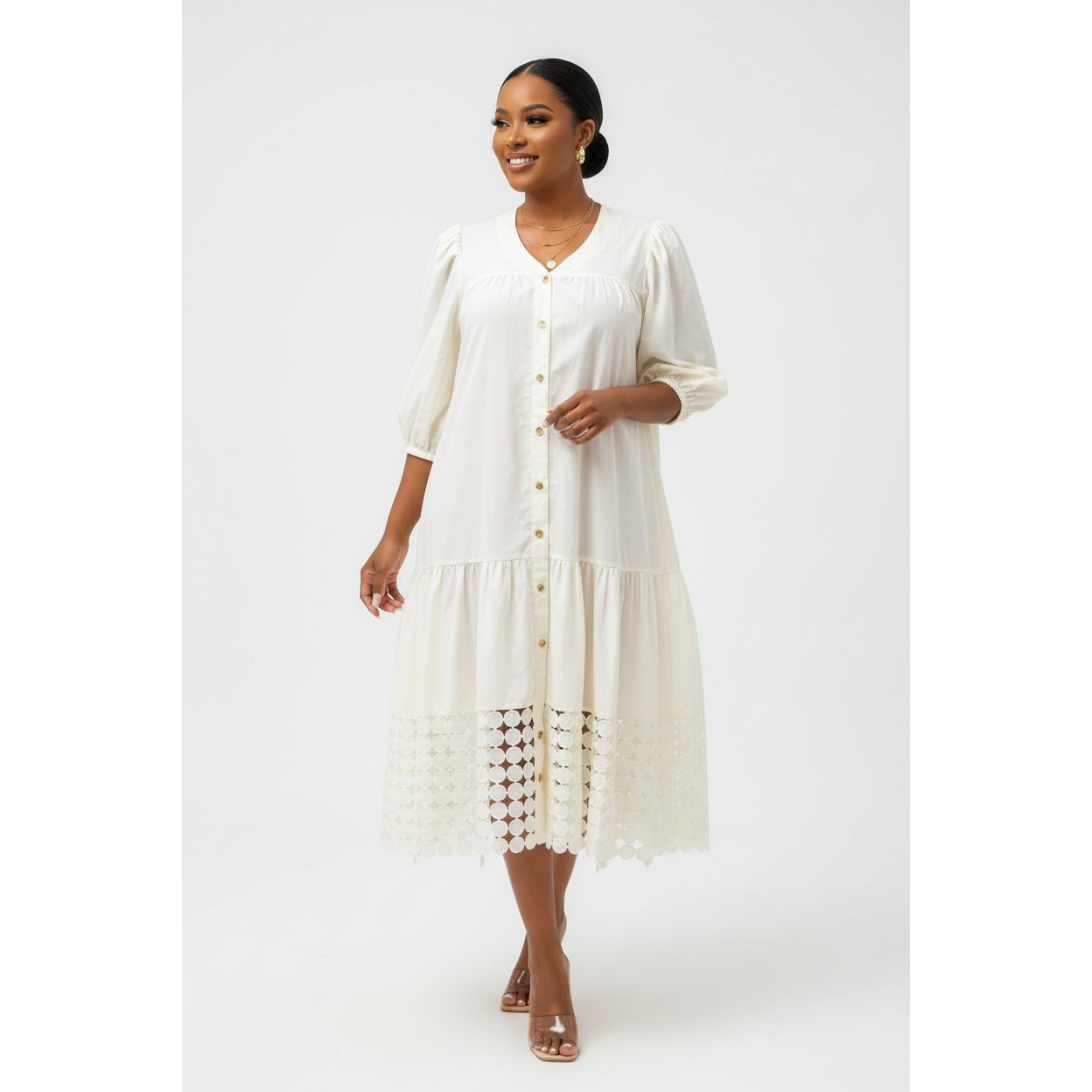 Boho-Chic Tired Midi Shirt Dress