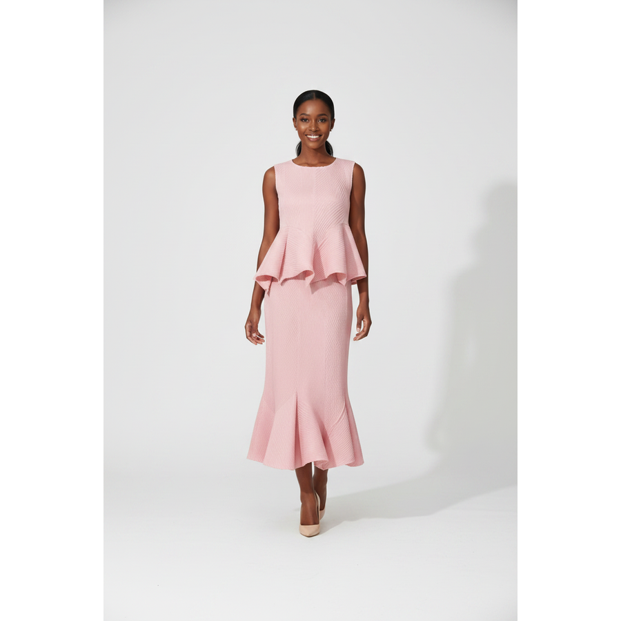 Sleeveless Peplum Top & Mermaid Fishtail Midi Skirt