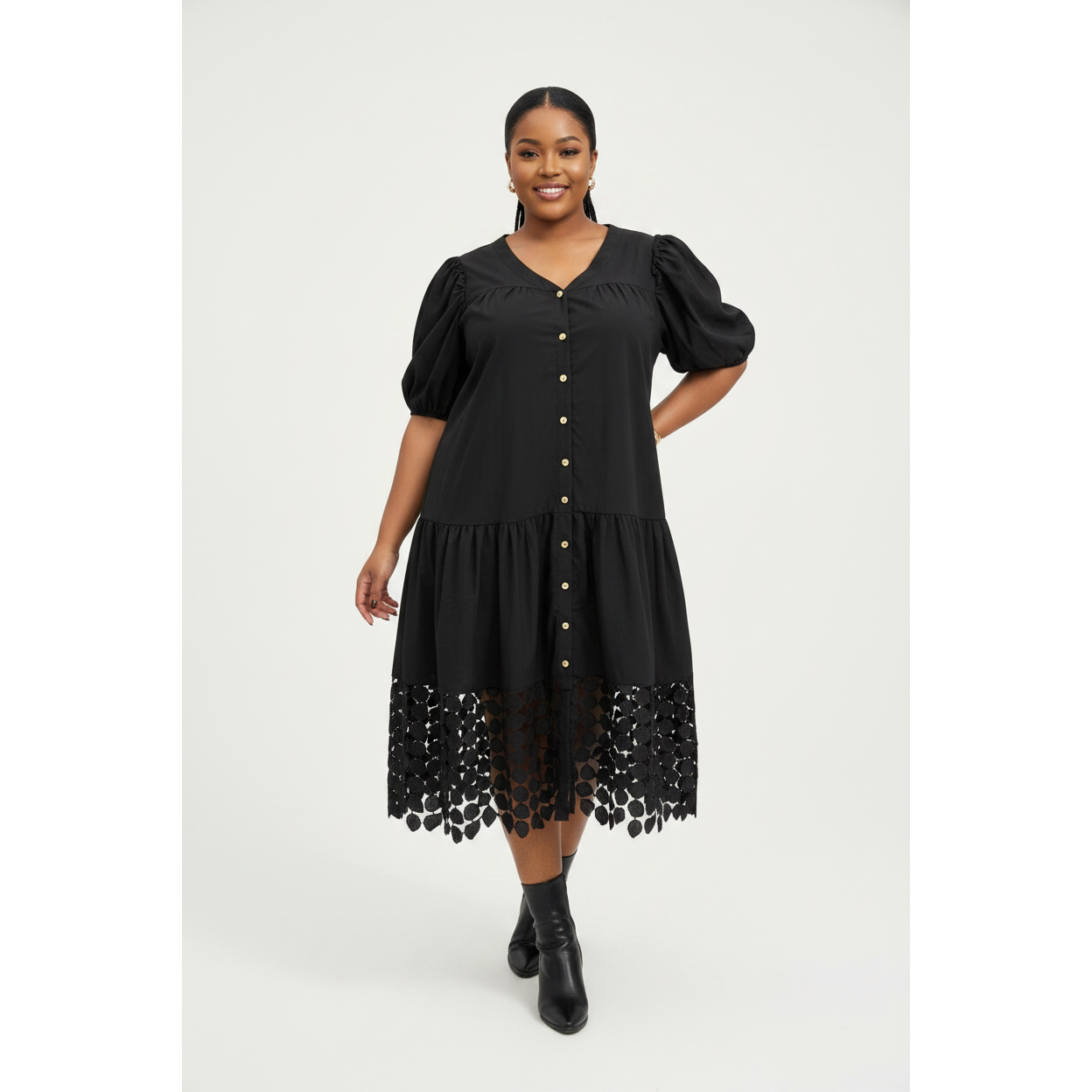 Boho-Chic Tired Midi Shirt Dress